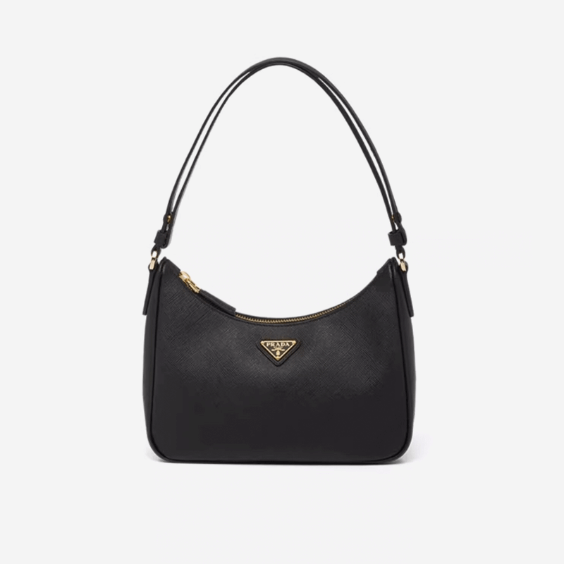 PRADA/Prada [Chinese Valentine&amp;amp;amp;amp;amp;#039;s Day Gift] Women&amp;amp;amp;amp;amp;#039;s Saffiano Leather Mini Hobo Handbag Underarm Bag Black